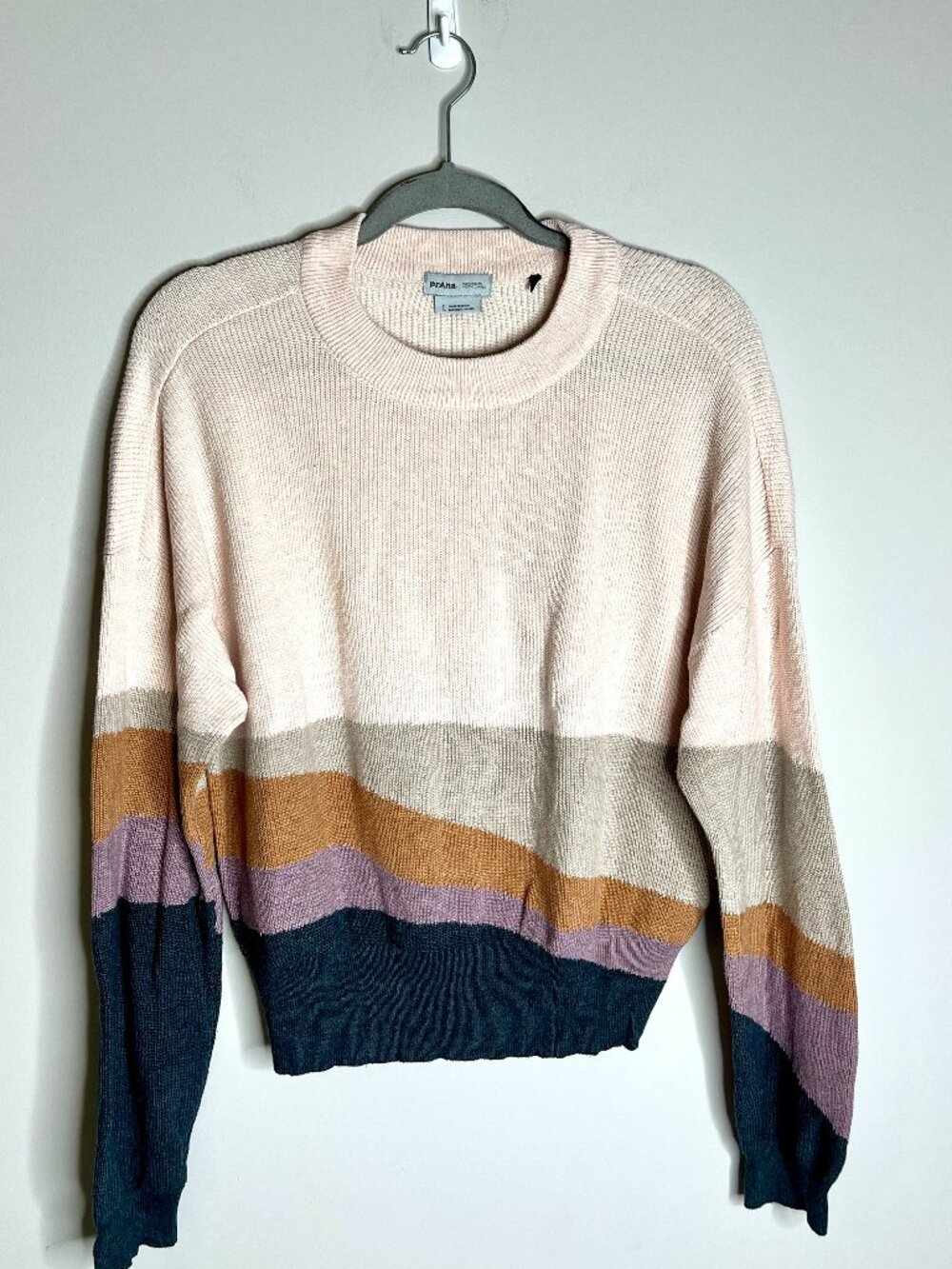 Prana Desert Road Pullover Crew Neck Sweater Granola Girl Balloon Sleeve Sz L - Picture 2 of 5